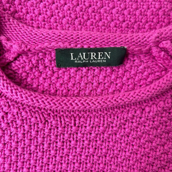 Lauren Ralph Lauren Fuchsia Textured 100% Cotton Sweater Knit – Women’s Small - Picture 3 of 9
